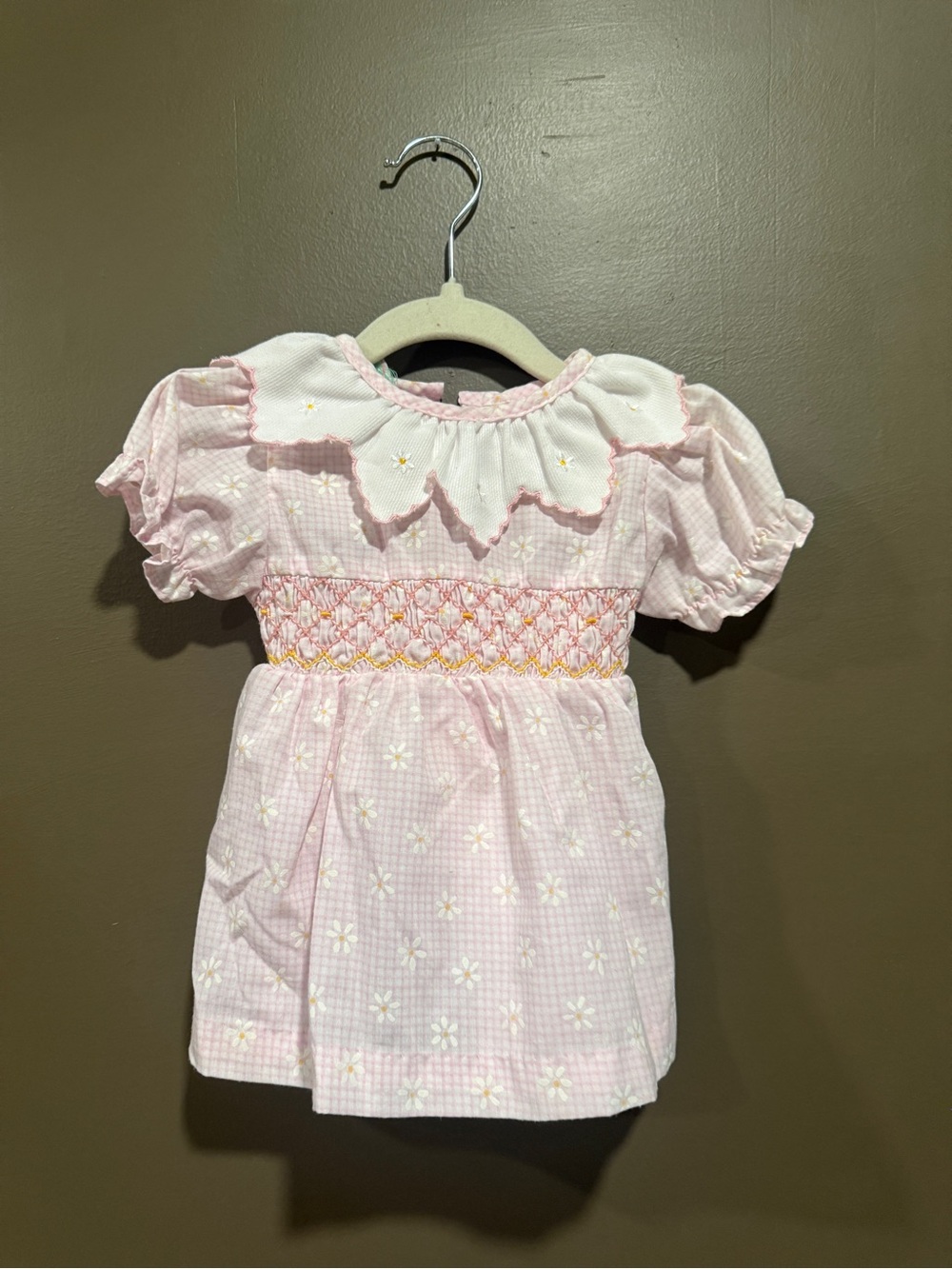 Vintage Girls' Pink Smocked Floral Dress Top